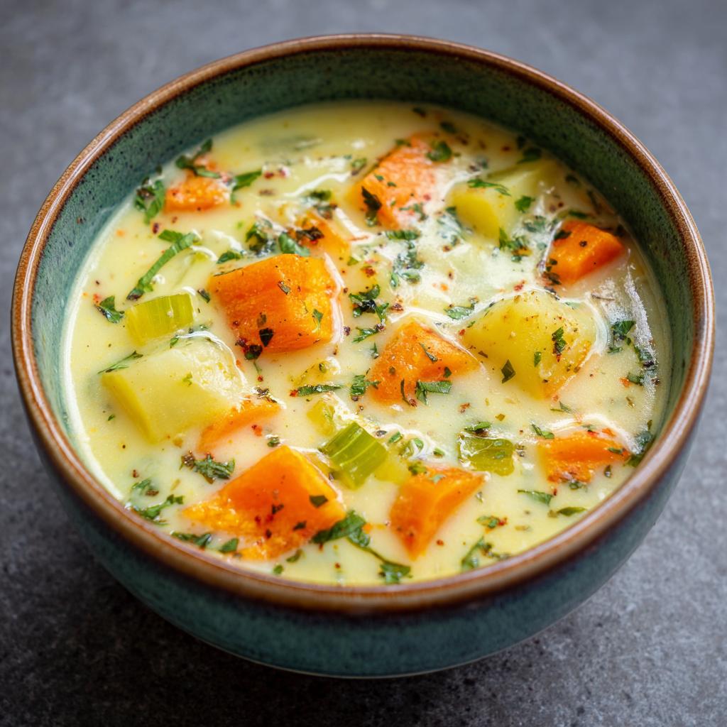 Kartoffelsuppe mit Lauch und Karotten