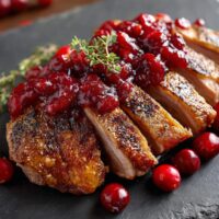 Knusprige Entenbrust mit Preiselbeersauce