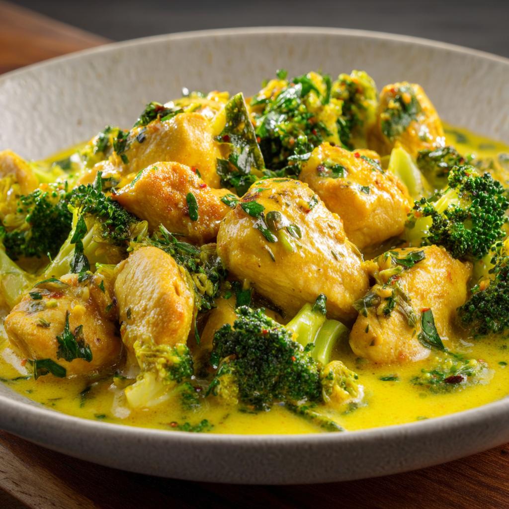 Kokosnuss-Curry-Hühnchen mit Brokkoli