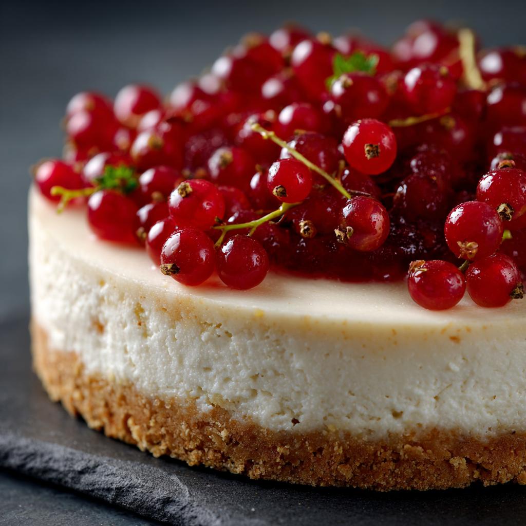 Käsekuchen mit roten Johannisbeeren