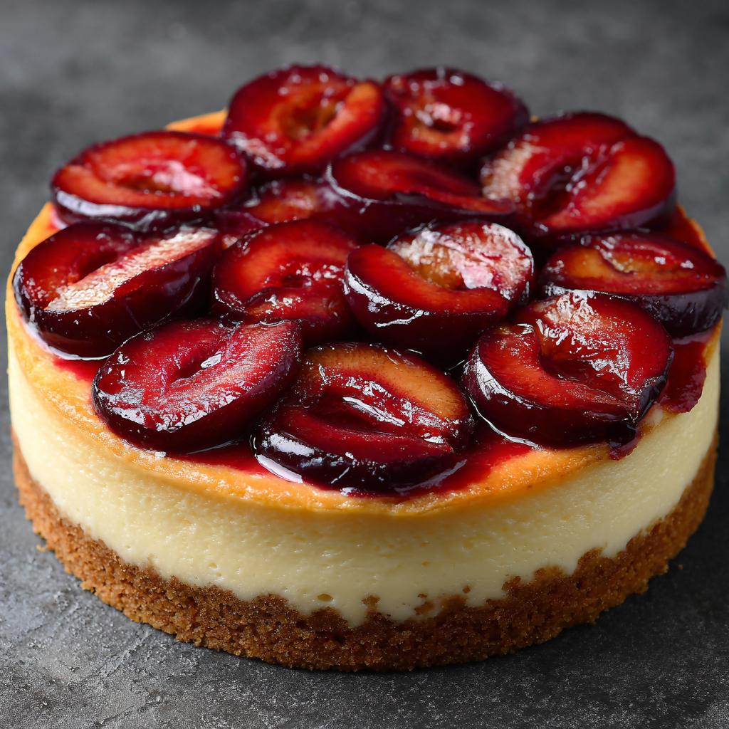 Käsekuchen ohne Boden mit Pflaumen - detail 1