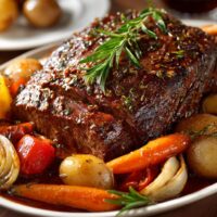 Langsam gegarter toskanischer Rinderbraten