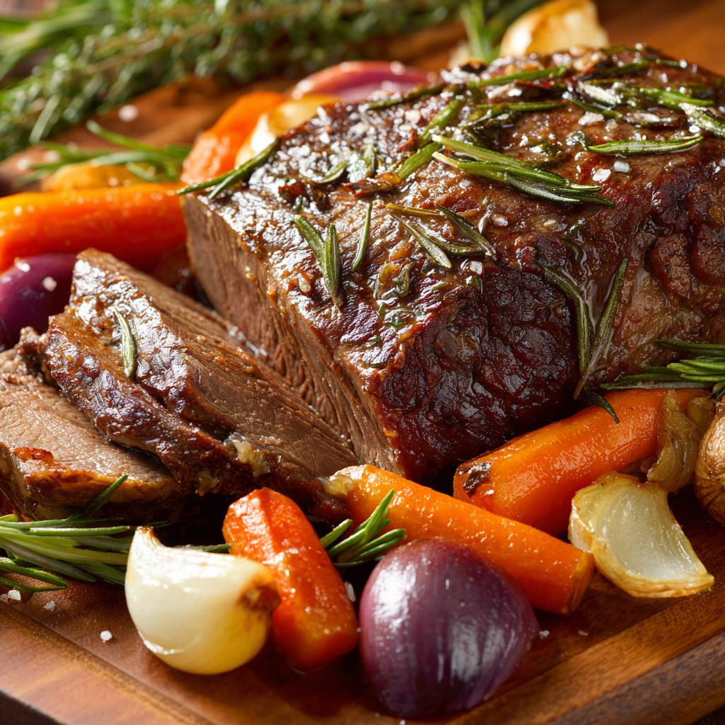 Langsam gegarter toskanischer Rinderbraten