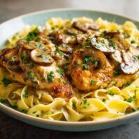 Marsala-Hühnchen mit Fettuccine