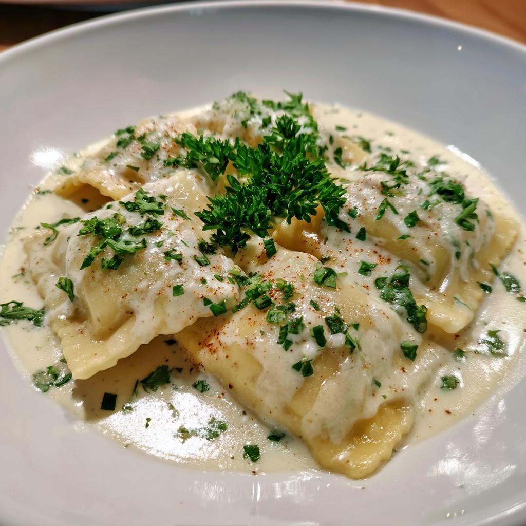 Maultaschen in Sahnesoße