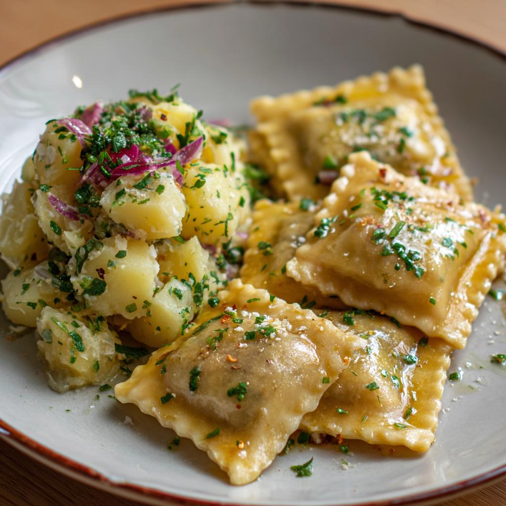 Maultaschen mit Kartoffelsalat