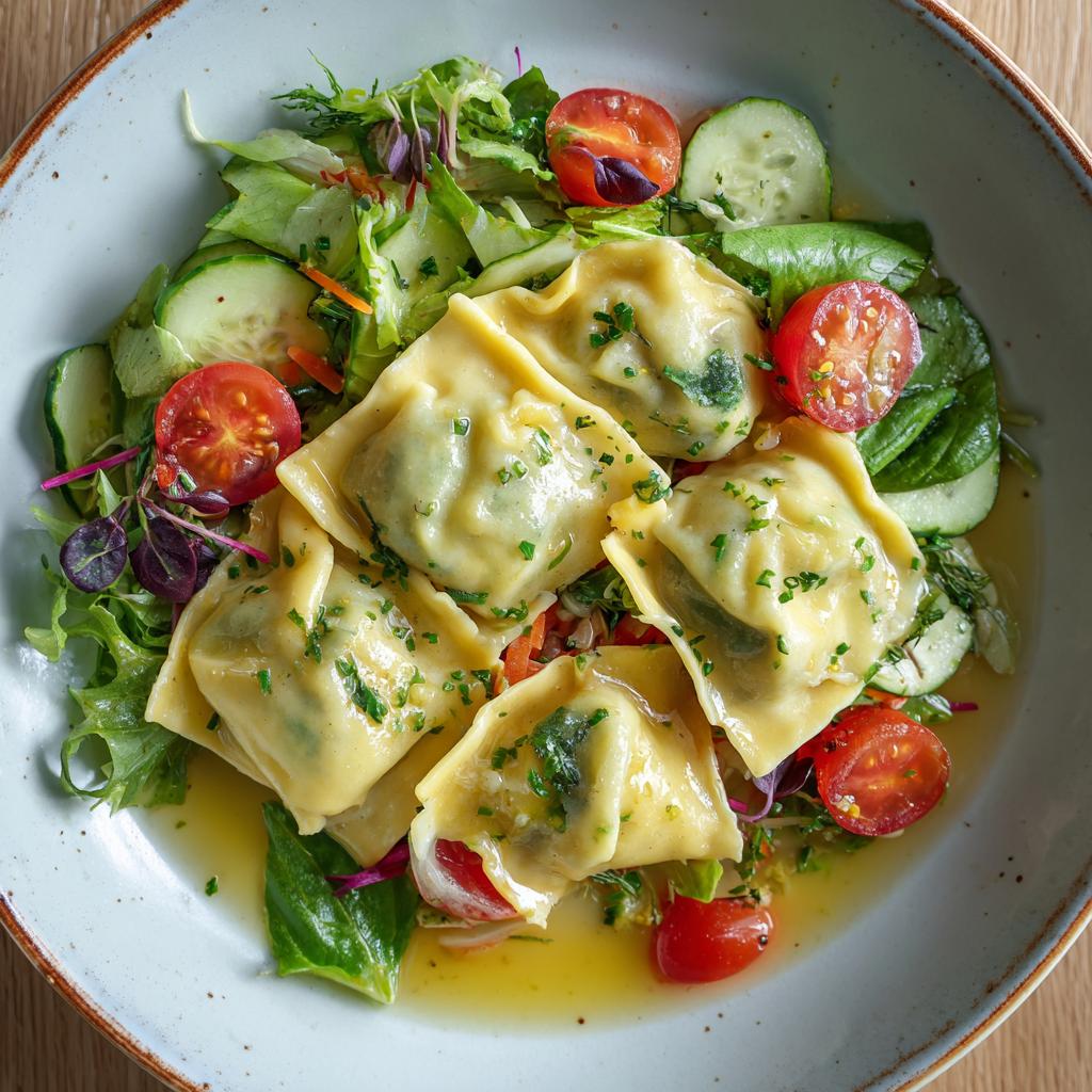Maultaschen mit Salat - detail 1