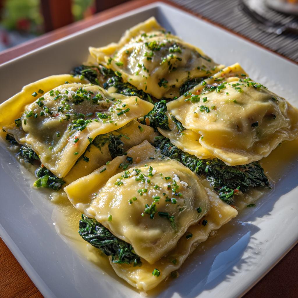 Maultaschen mit Spinat und Fleisch