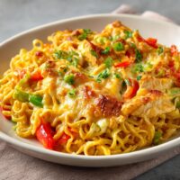 Nudel-Hühnchen-Auflauf mit Curry