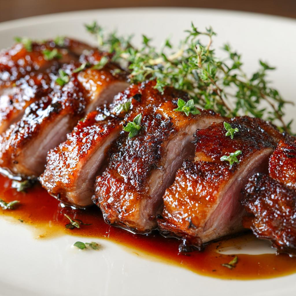 Ofen-geröstete Entenbrust mit Honig-Balsamico