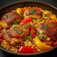 Paprika Reis Huhn Pfanne