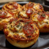 Pizza-Rollen mit vorgebackenen Brötchen