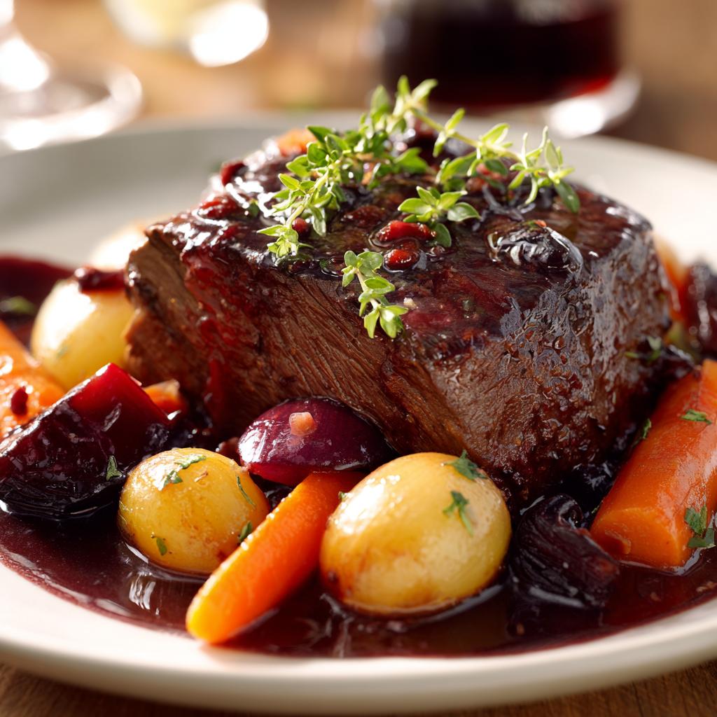 Rinderbraten in Rotweinsoße