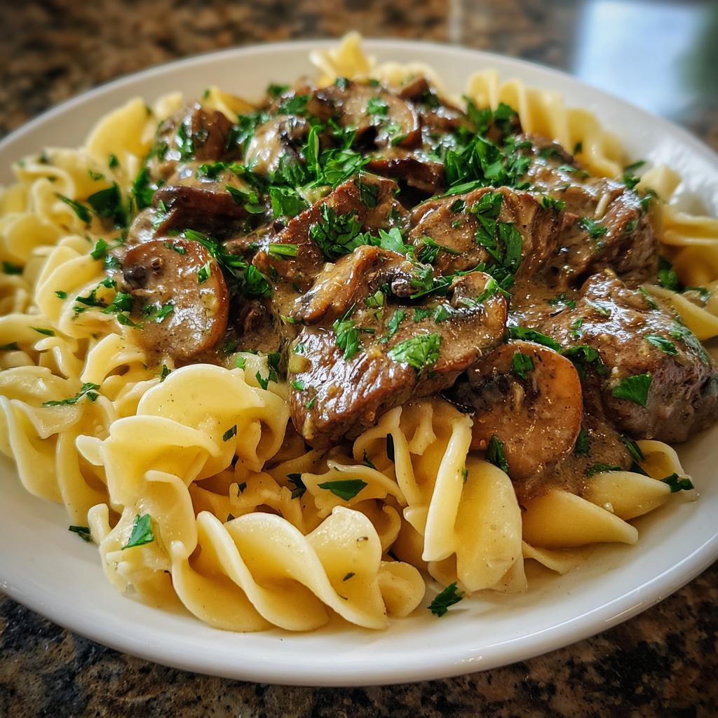 Rindergeschnetzeltes Stroganoff