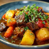 Rindfleisch Eintopf mit Rotwein