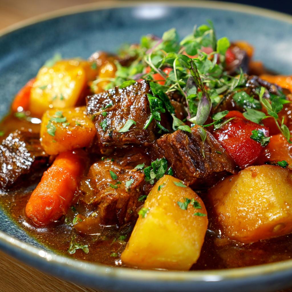 Rindfleisch Eintopf mit Rotwein