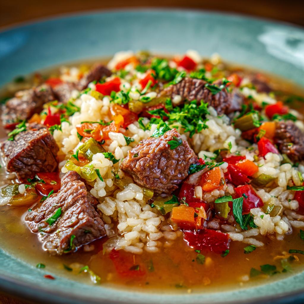 Rindfleisch-Reis-Pfanne