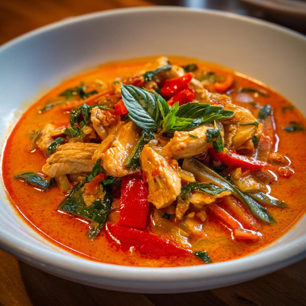 rotes thai curry hähnchen - detail 1