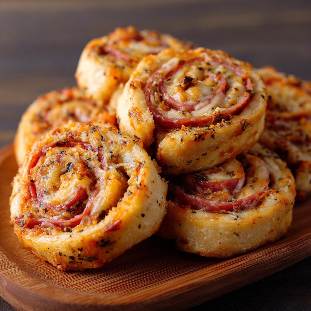 Salami- und Schinken-Pizza-Rollen