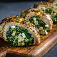 Spinat-Feta gefüllte Hähnchenbrust