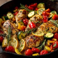 Zitronenhühnchenfilets mit Sommergemüse