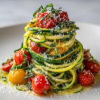 Zucchini-Nudeln mit Kirschtomaten und Parmesan