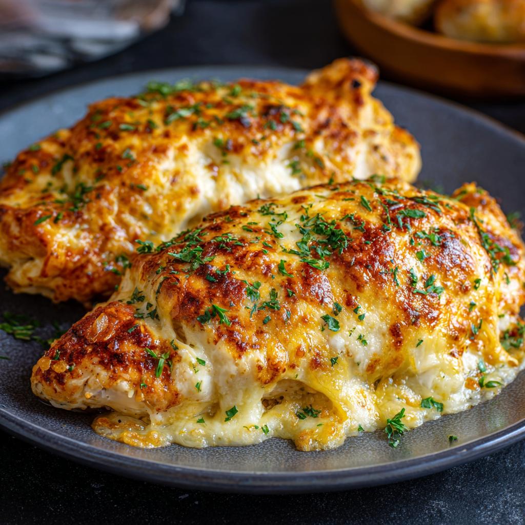 Überbackene Hähnchenbrust mit Käse - detail 1