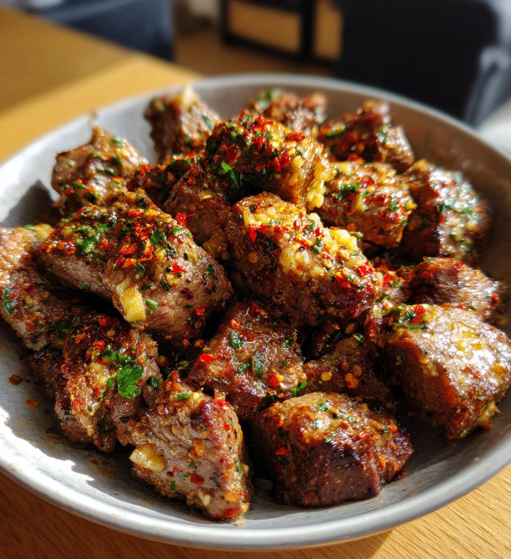 air fryer garlic butter steak bites