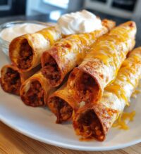 baked beef flautas with queso dip
