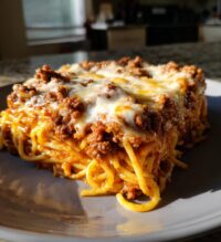 baked cream cheese spaghetti casserole 2