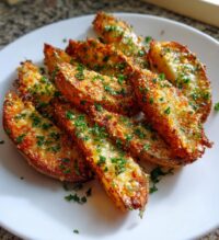 baked garlic parmesan potato wedges