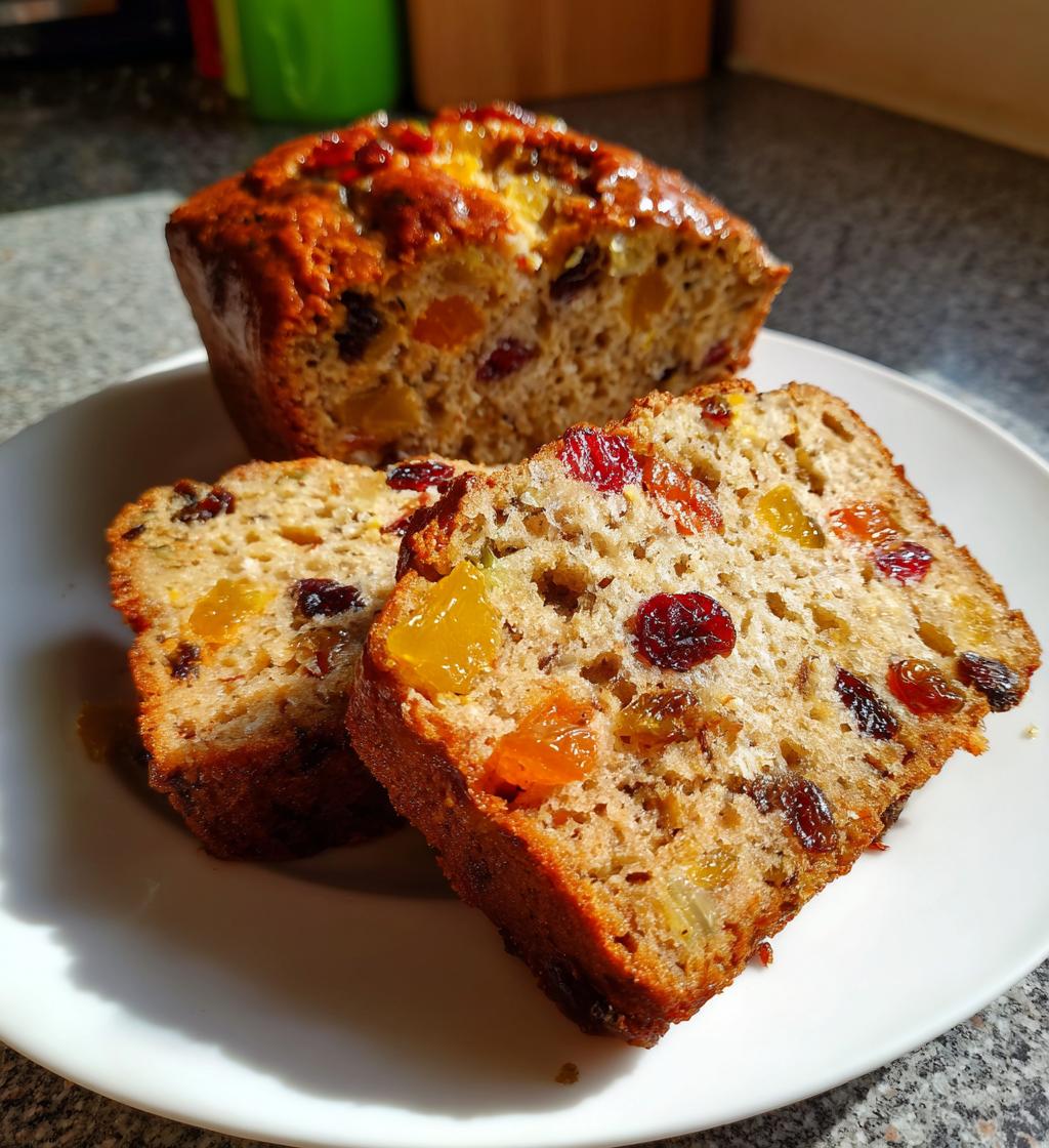 banana bread with wholemeal flour and dried fruit