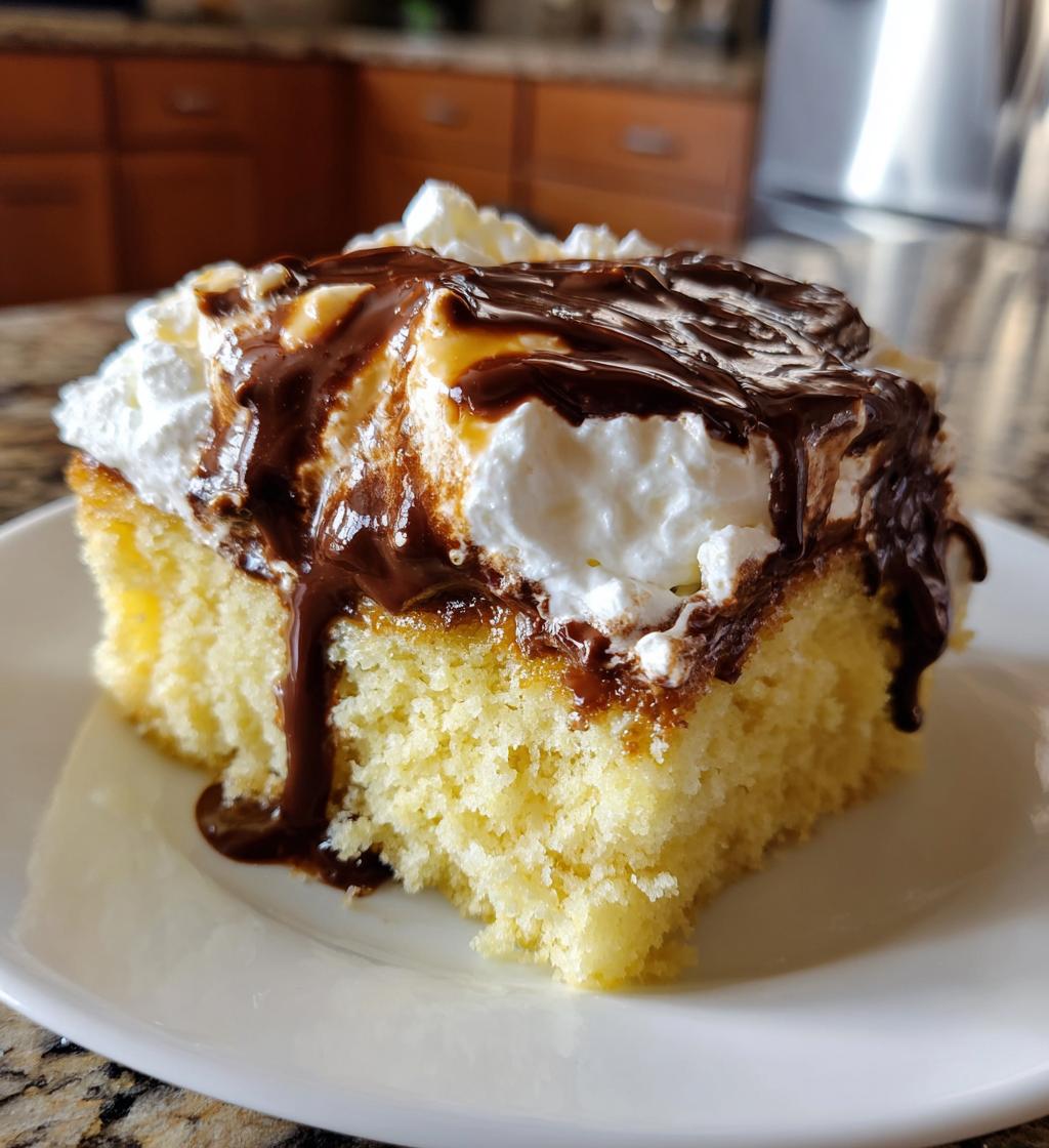 boston cream poke cake