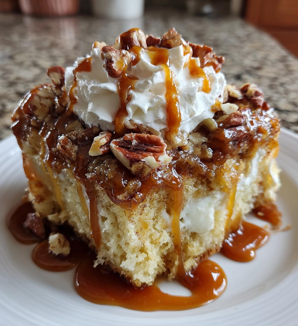 butter pecan praline poke cake