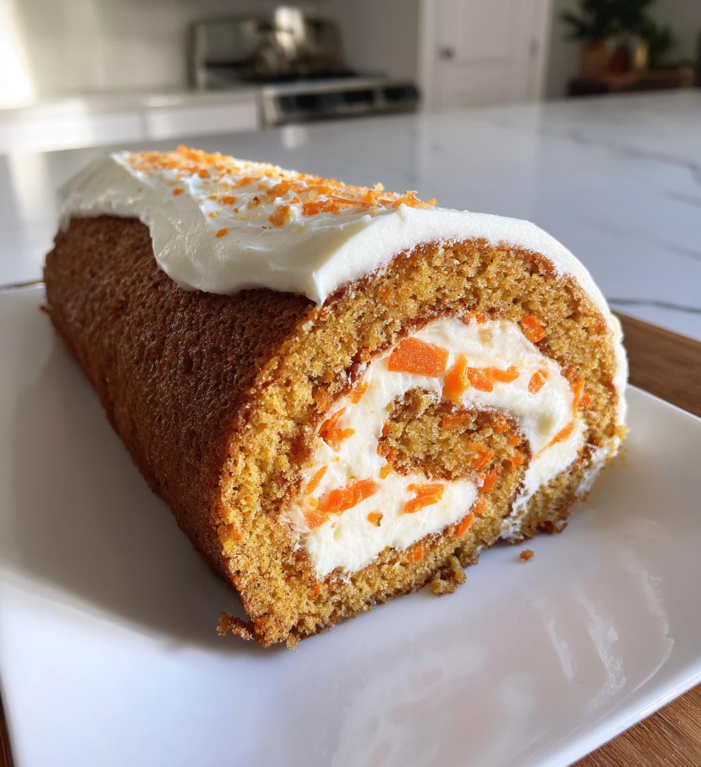 carrot cake roll with cream cheese frosting filling