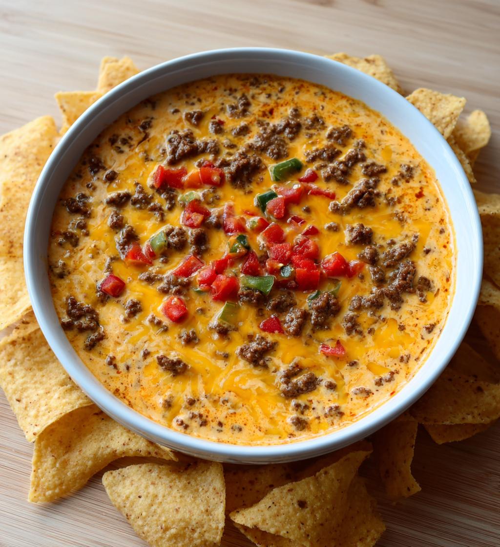 cheesy beef queso dip