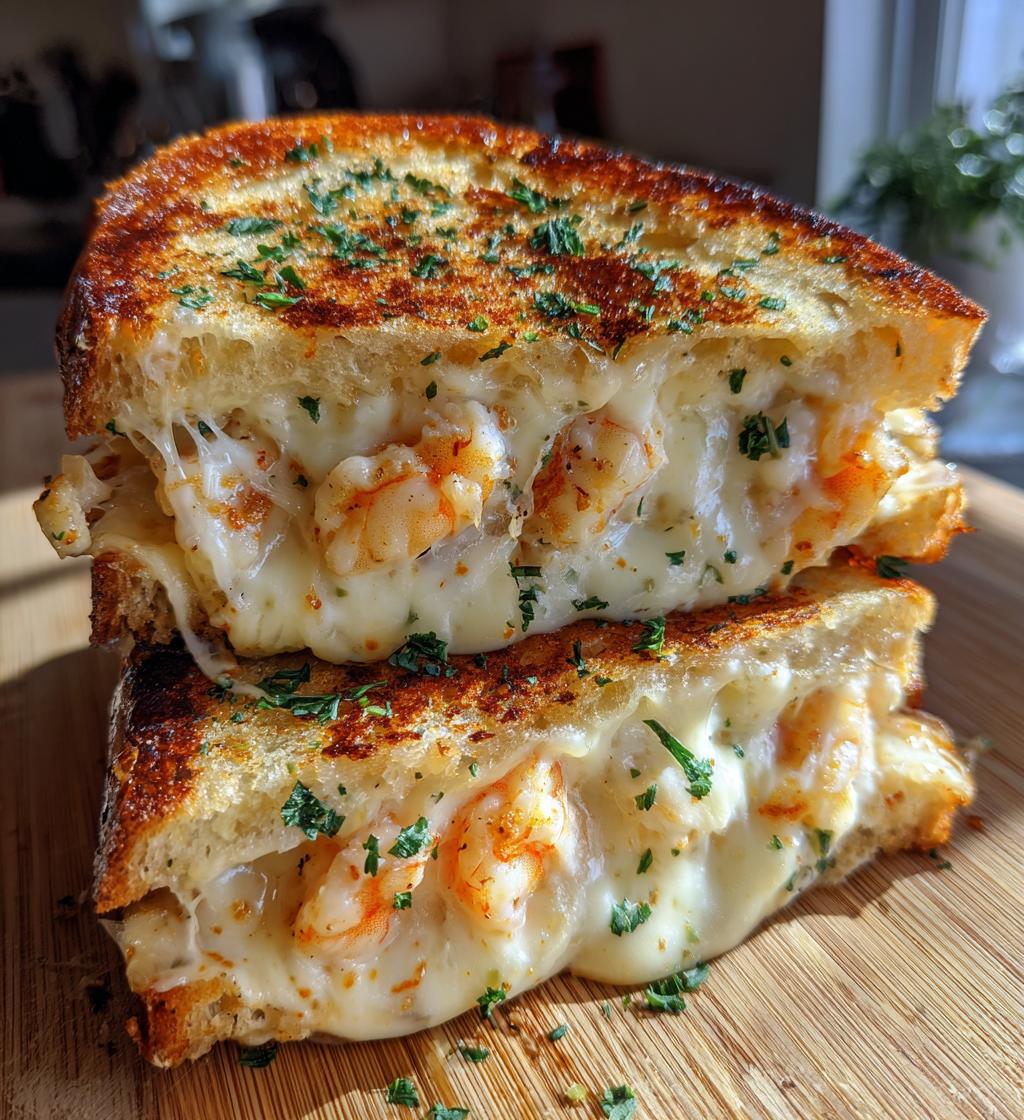 cheesy garlic bread shrimp grilled cheese