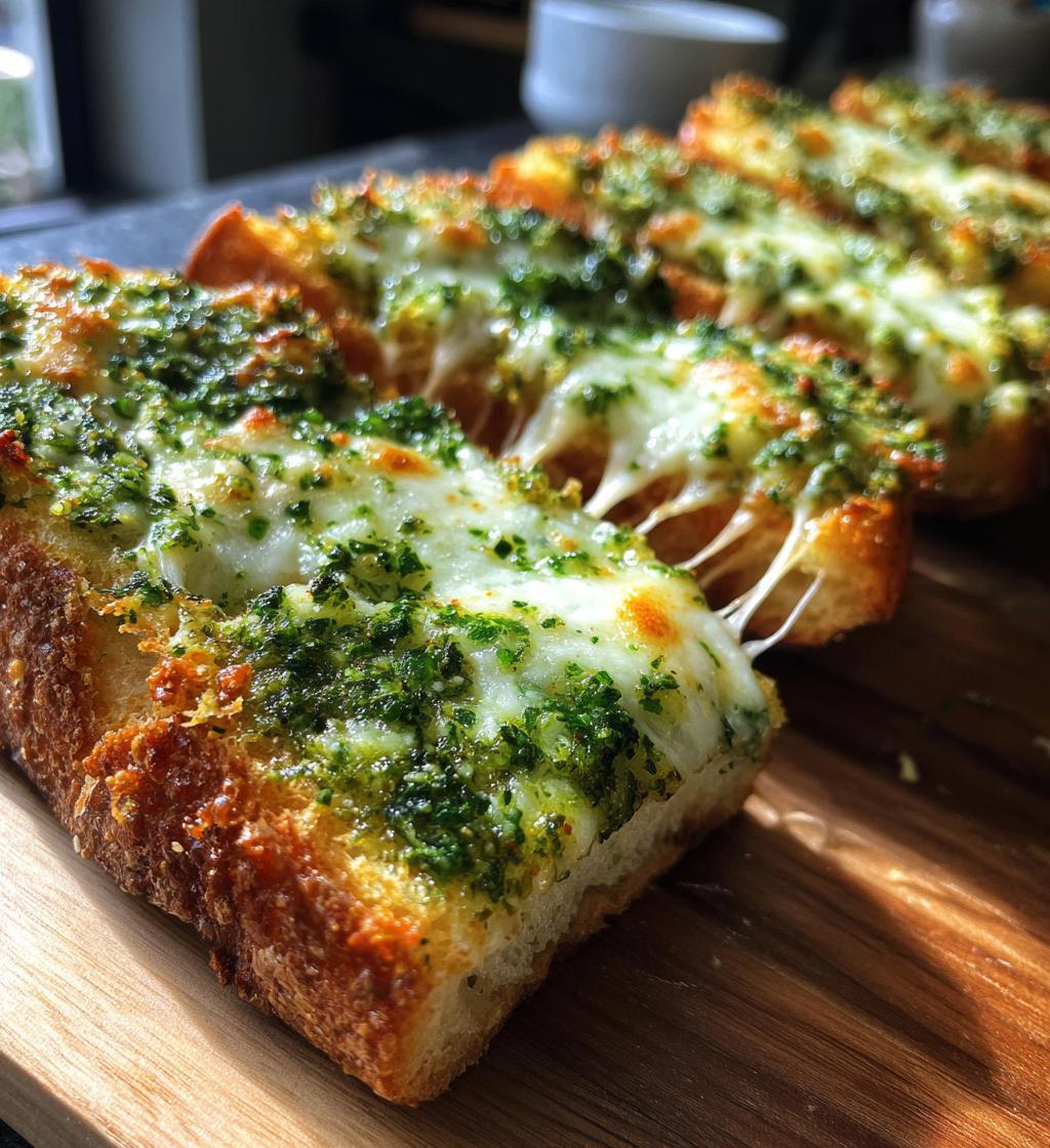 cheesy pesto garlic bread