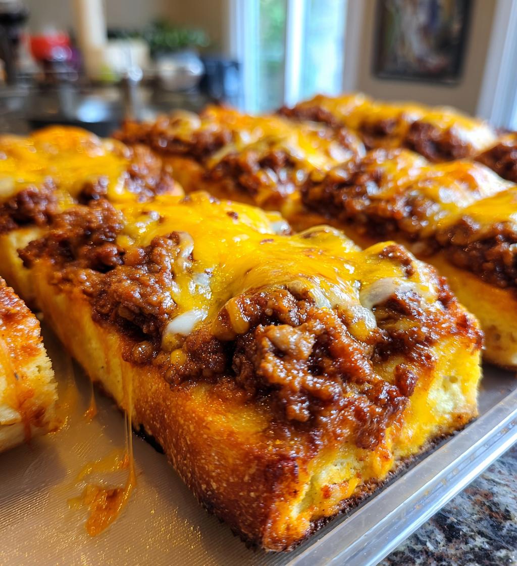 cheesy sloppy joe garlic bread 2
