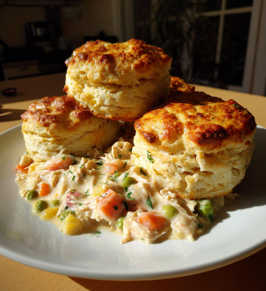 chicken pot pie with biscuits