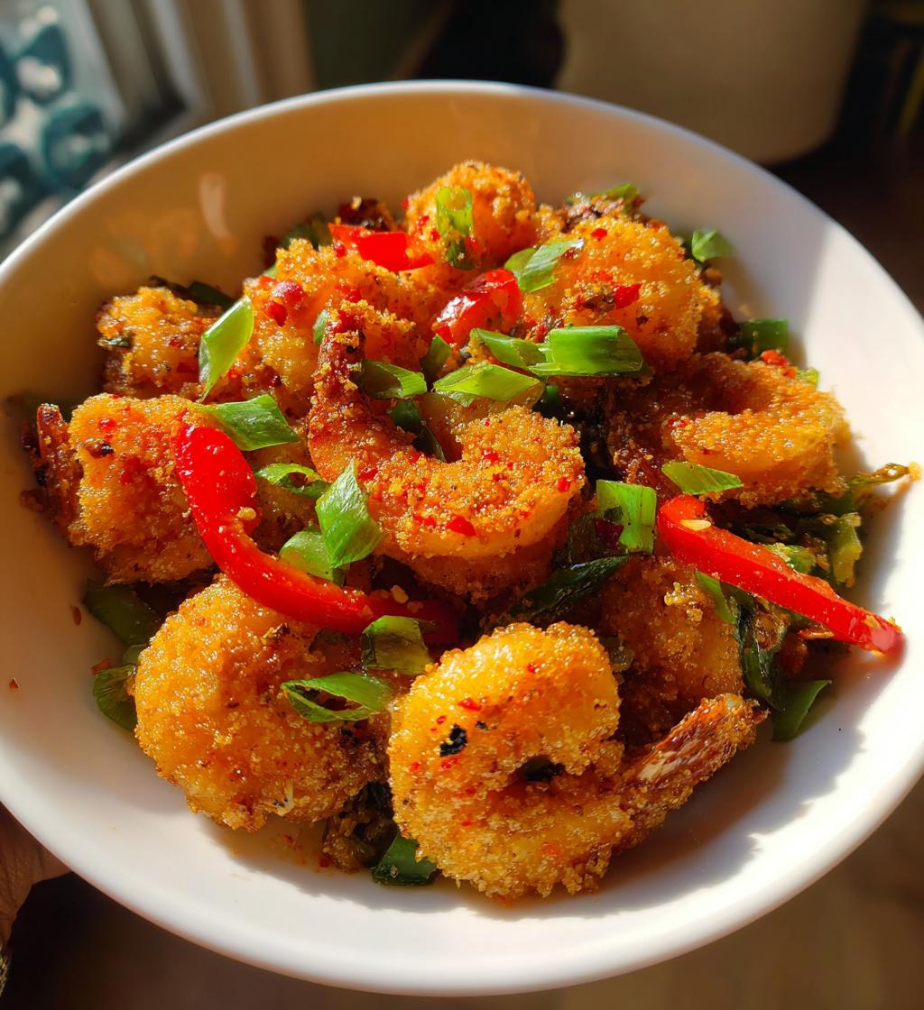 chinese salt and pepper shrimp - detail 1
