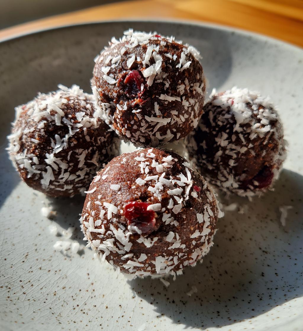 chocolate cherry coconut truffles - detail 1