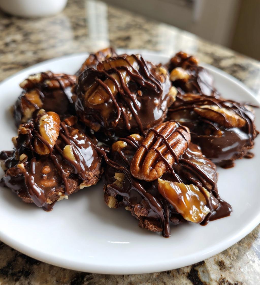 chocolate pecan turtle clusters