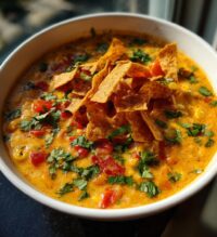 creamy vegetarian tortilla soup