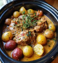 crockpot garlic parmesan chicken and potatoes for busy weeknights