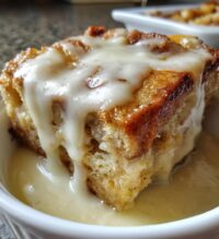 easy bread pudding with vanilla sauce