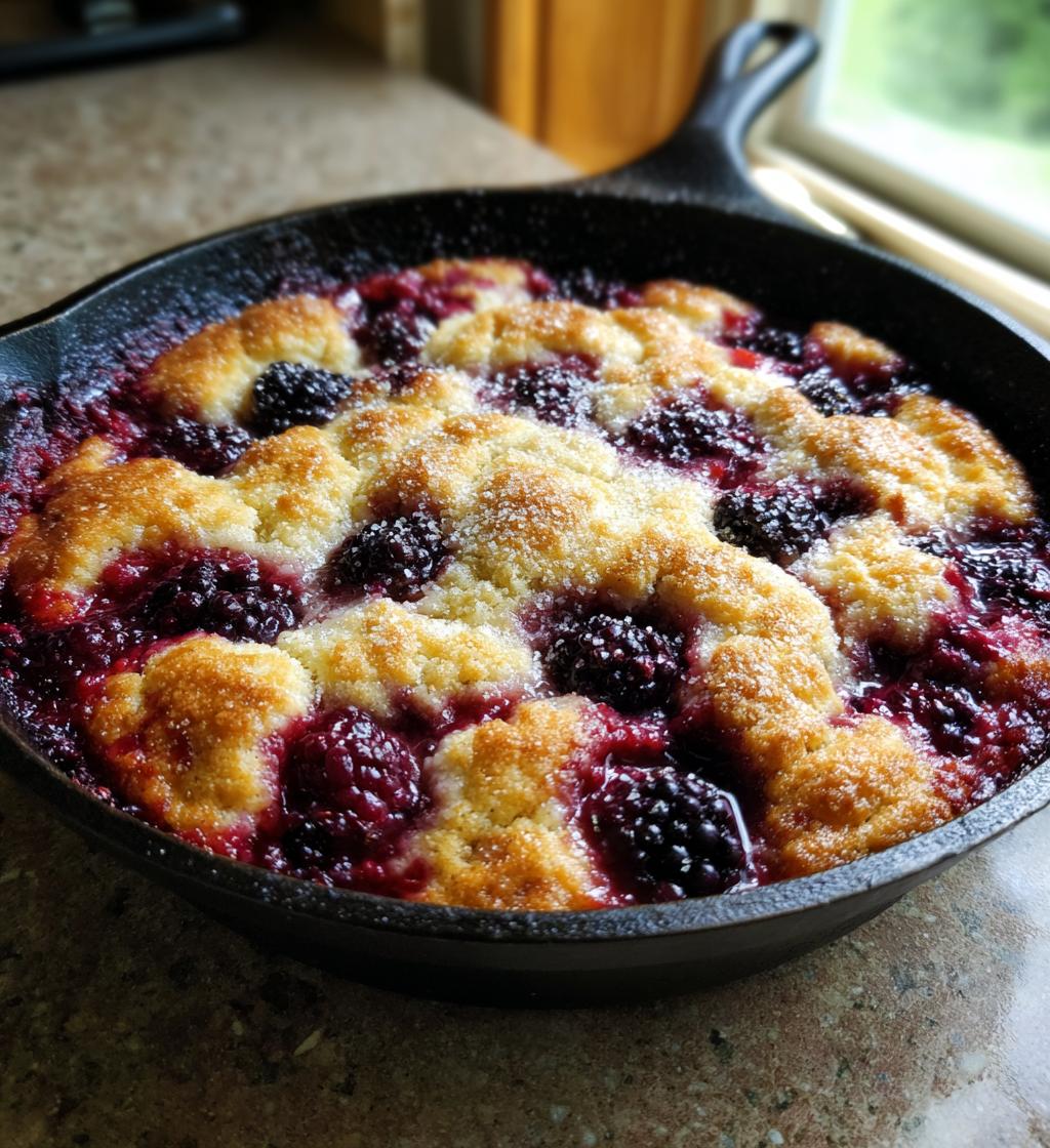easy skillet blackberry cobbler