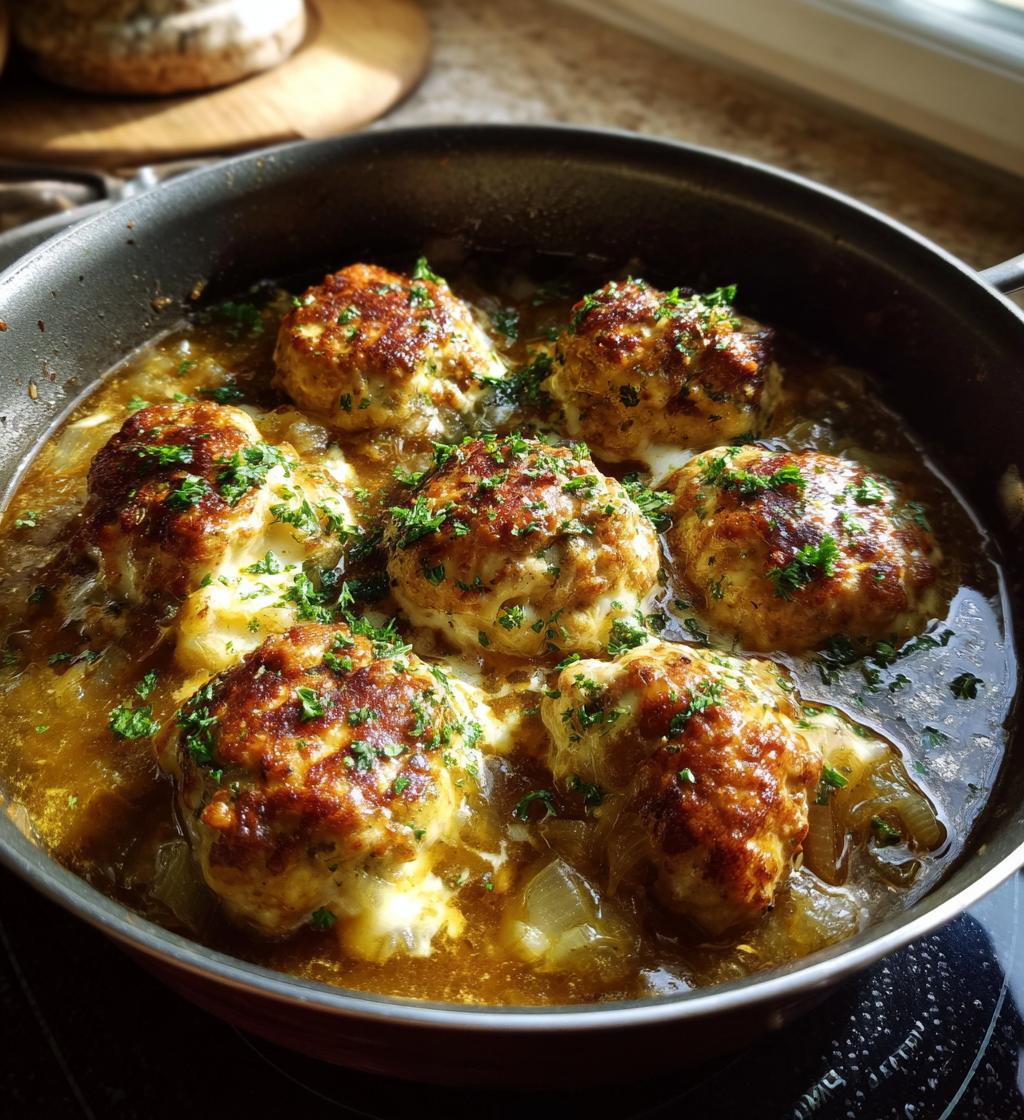 french onion meatballs