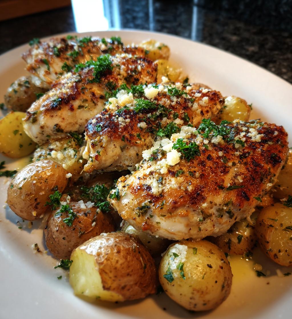 garlic parmesan chicken and potatoes perfect one pan dinner