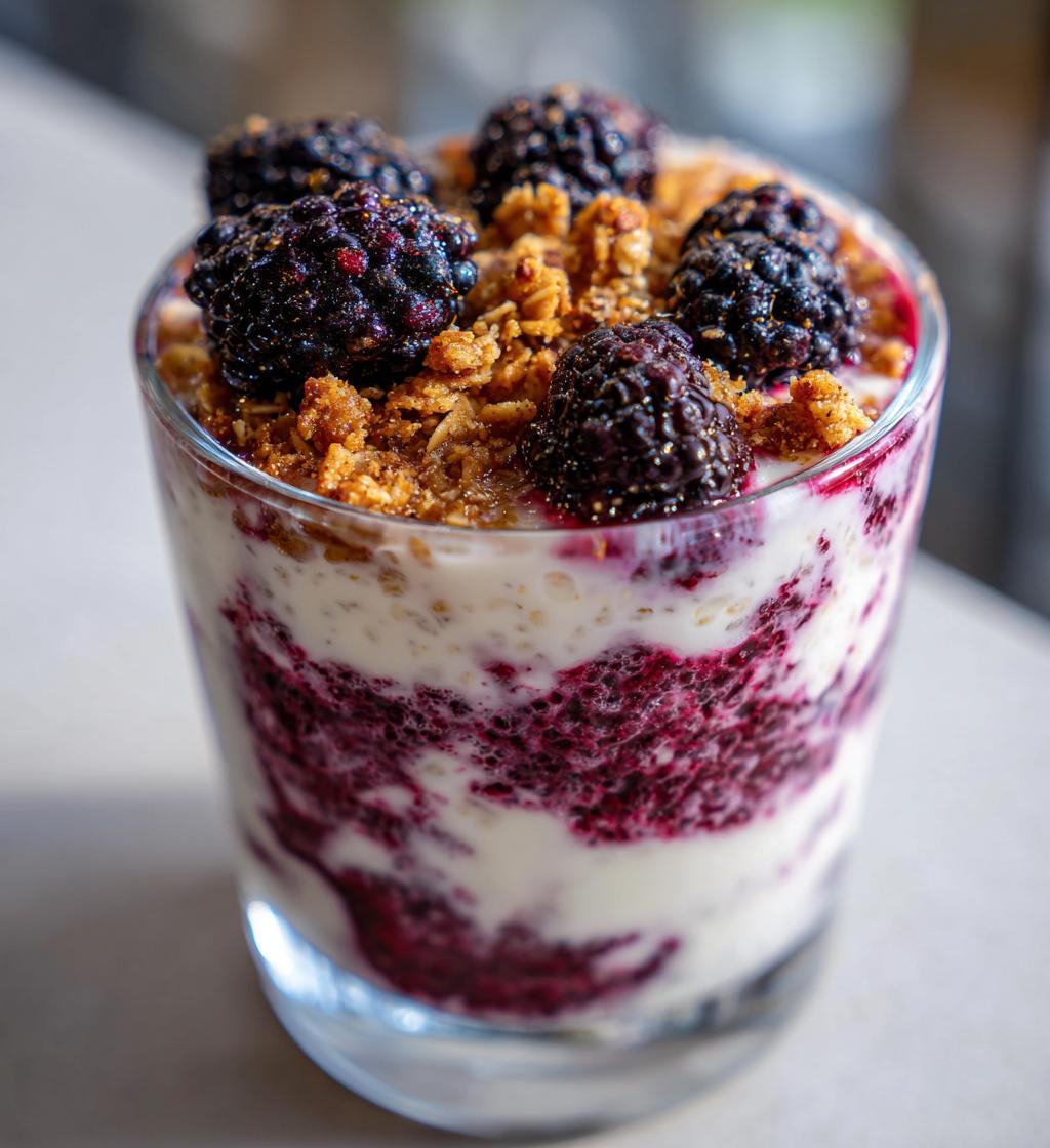gluten free blackberry cobbler chia pudding - detail 1